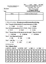 Đề kiểm tra định kì giữa học kì I Toán, Tiếng việt lớp 4 - Năm học 2016-2017 - Trường Tiểu học Kim An